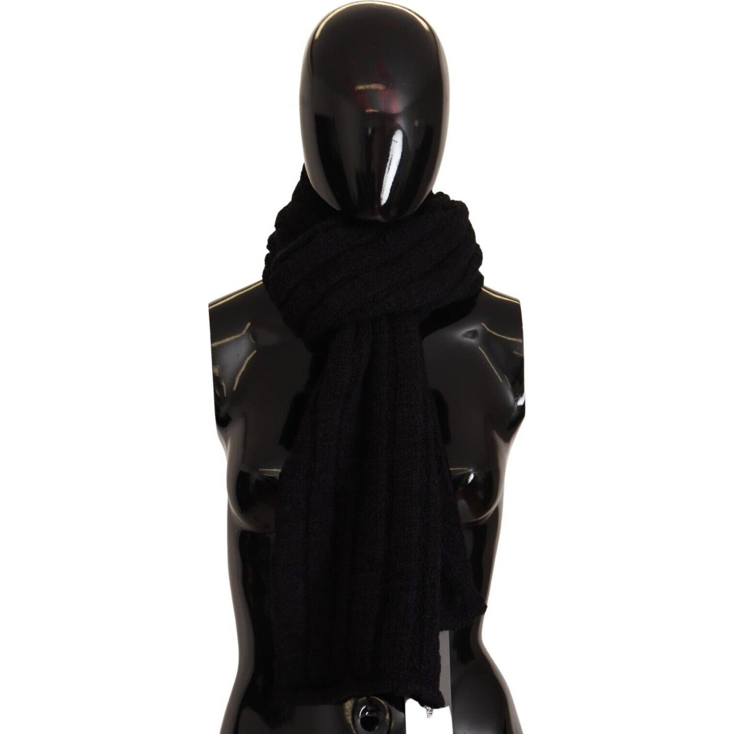Dolce & Gabbana Elegance Unleashed Black Wool Scarf Dolce & Gabbana Black