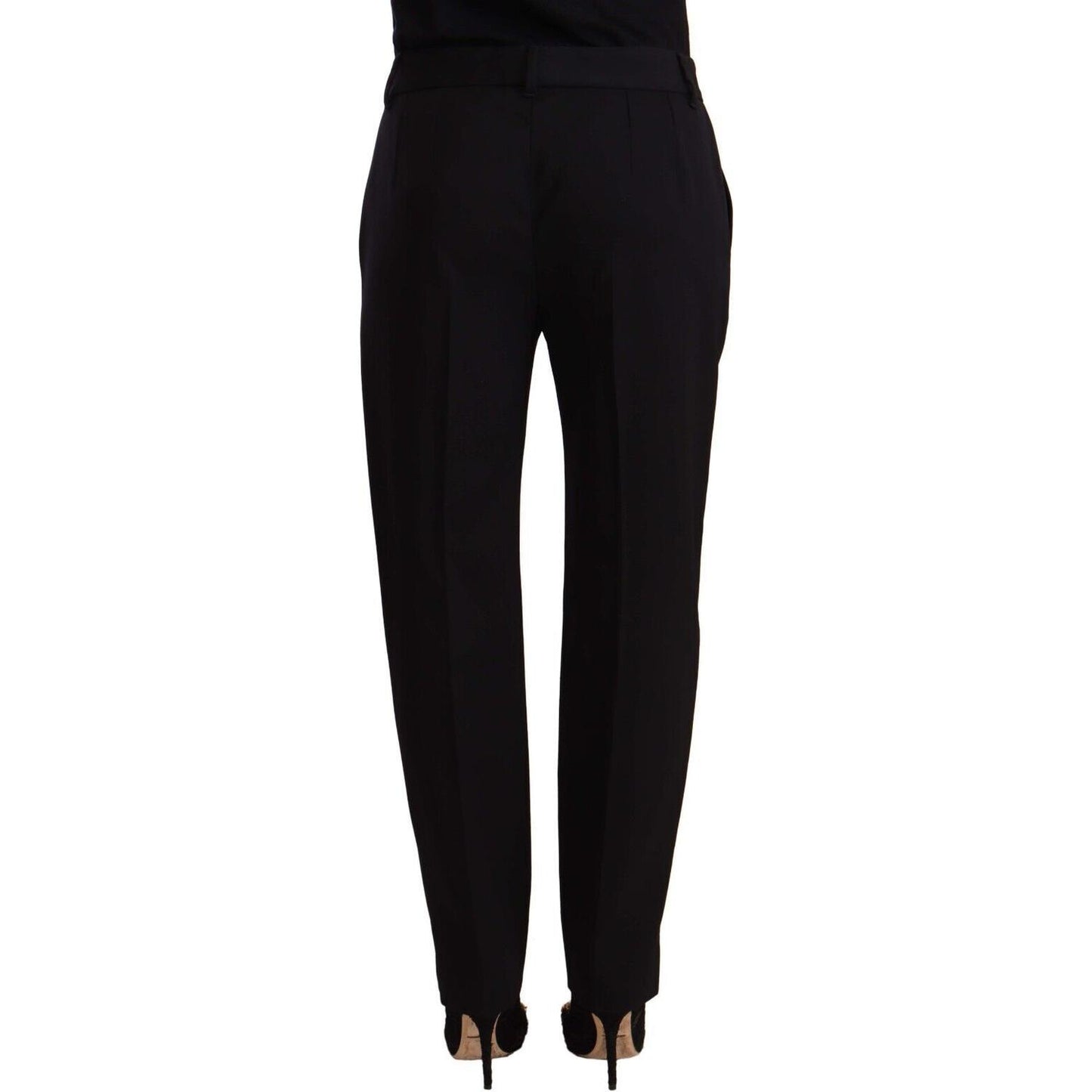 Dolce & Gabbana Black Mid Waist Skinny Trouser Wool Pants PAN72309 - 40