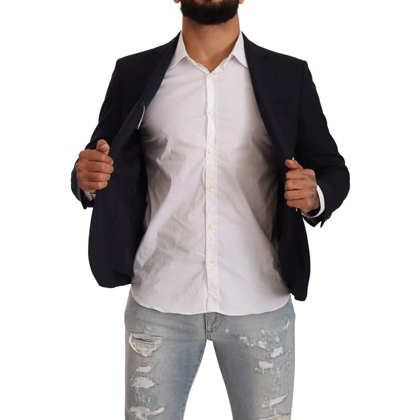 Domenico Tagliente Elegant Single Breasted Black Jacket Domenico Tagliente Dark Gray