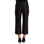 Dolce & Gabbana Black 100% Silk Flared Cropped Pants PAN72356 - 42