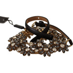 Dolce & Gabbana Black Daisy Crystal Dauphine Texture Belt BEL8296 -85