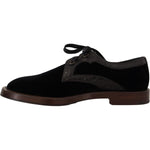 Dolce & Gabbana Black Velvet Exotic Leather Shoes MV4419- 44