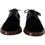 Dolce & Gabbana Black Velvet Exotic Leather Shoes MV4419- 44