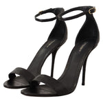 Dolce & Gabbana Black Ostrich Ankle Strap Heels Sandals Shoes LA9584 - 41