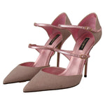 Dolce & Gabbana Pink Glittered Strappy Sandals Mary Jane Shoes LA9592 - 39