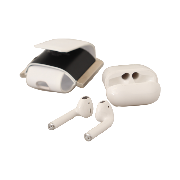 Dolce & Gabbana White Black Leather Strap Silver Metal Logo Airpods Case VAS130140