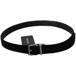 Dolce & Gabbana Black Velvet Leather Silver Buckle Belt BEL60335- 80