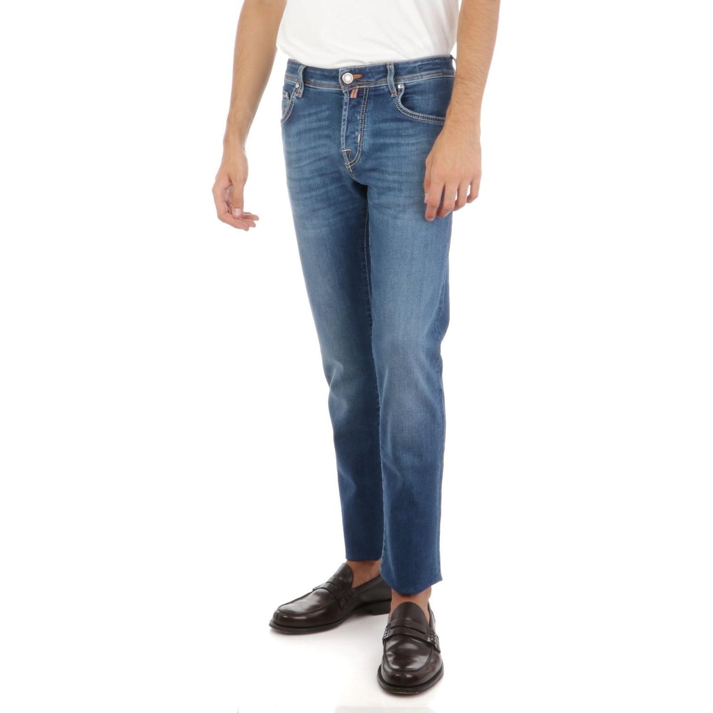 Jacob Cohen Blue Cotton Slim Men Jeans Jacob Cohen Dim Gray