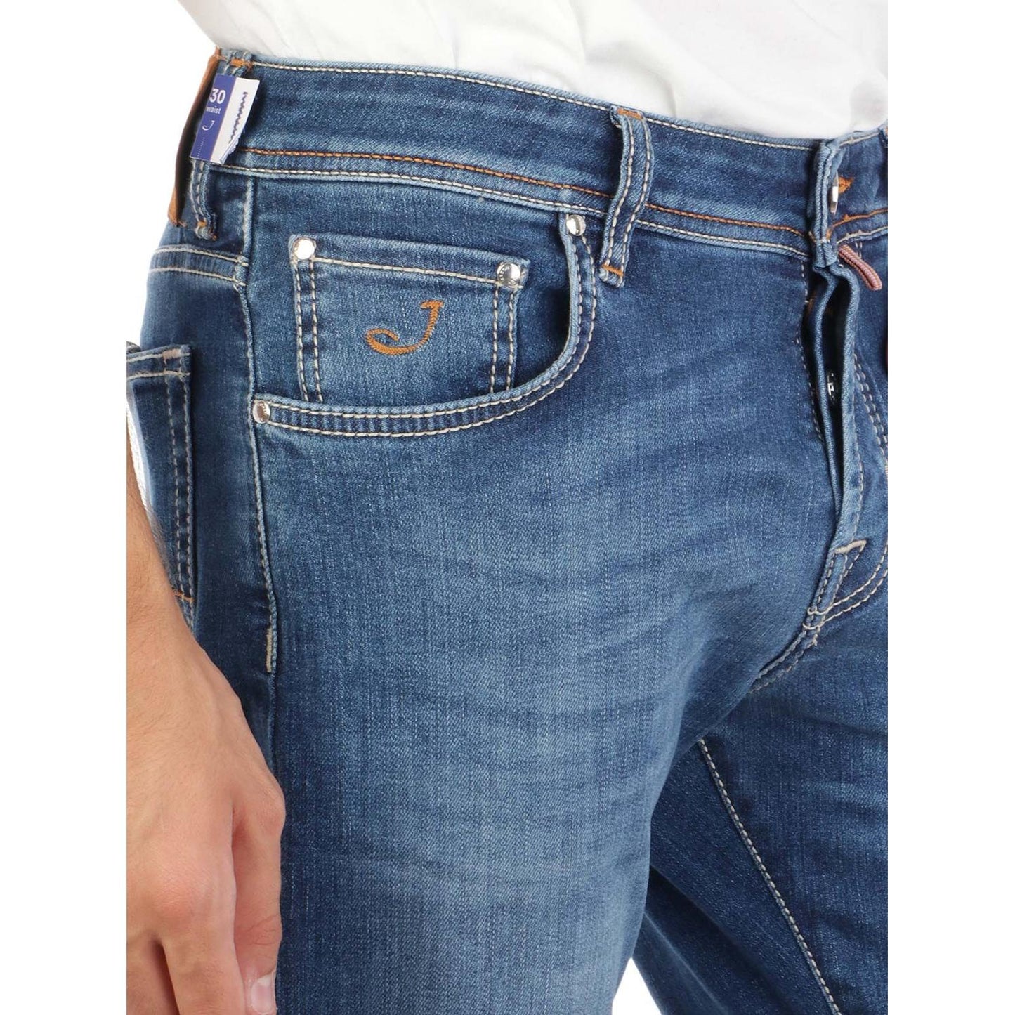 Jacob Cohen Blue Cotton Slim Men Jeans Jacob Cohen Dark Slate Blue