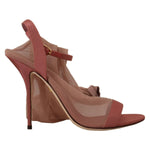 Dolce & Gabbana Pink Tulle Stretch Ankle Strap Sandals Shoes LA9648 - 39
