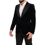Dolce & Gabbana Black Velvet Single Breasted One Button Blazer KOS1925 - 48
