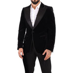 Dolce & Gabbana Black Velvet Single Breasted One Button Blazer KOS1925 - 48