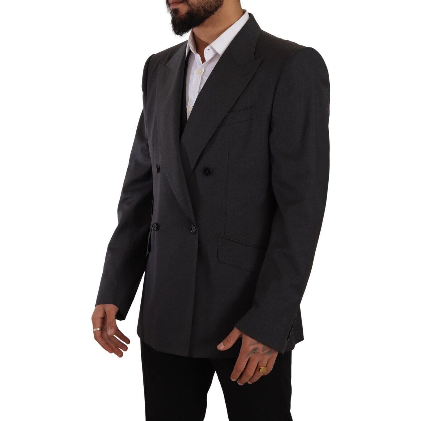 Dolce & Gabbana Gray Double Breasted 2 Piece SICILIA Blazer JKT3037 - 56