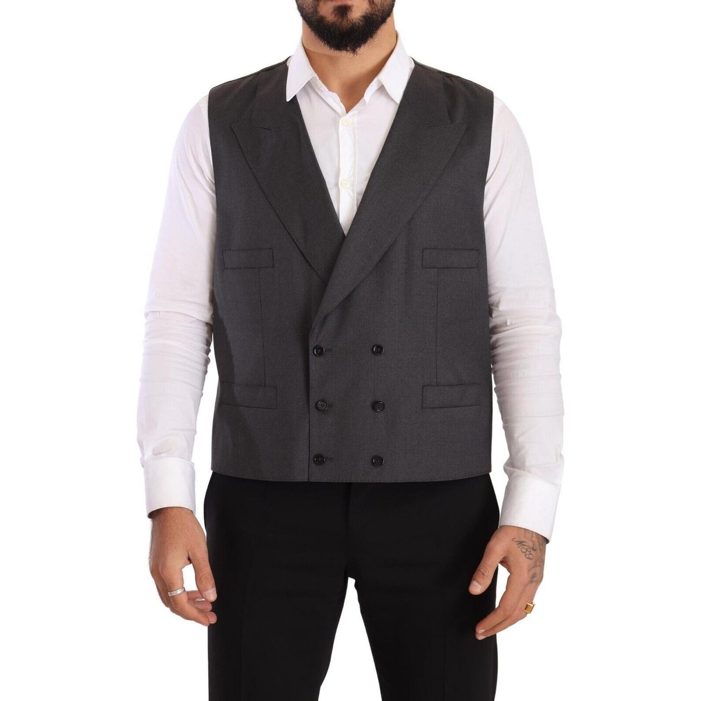 Dolce & Gabbana Gray Double Breasted 2 Piece SICILIA Blazer JKT3037 - 56