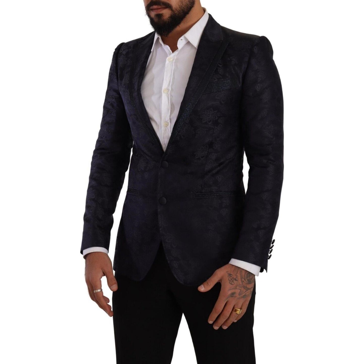 Dolce & Gabbana Elegant Dark Blue MARTINI Formal Blazer Dolce & Gabbana Black