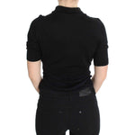 Dolce & Gabbana Black Silk Floral Embroidered Polo Top SIG20571-1