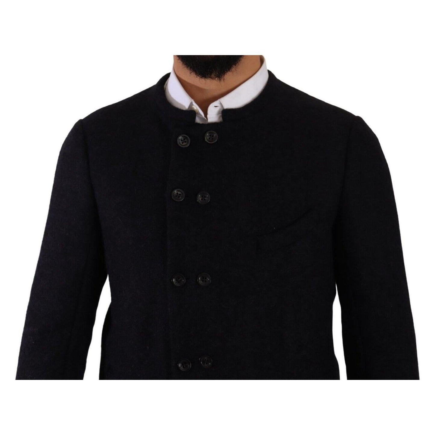 Dolce & Gabbana Gray Alpaca Button Down Men Coat Jacket