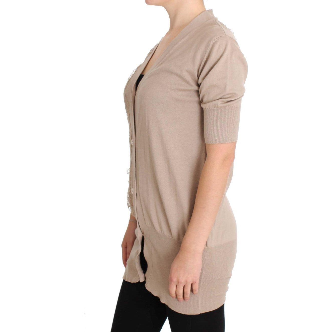 PINK MEMORIES Pink Lace Cotton Cardigan Sweater