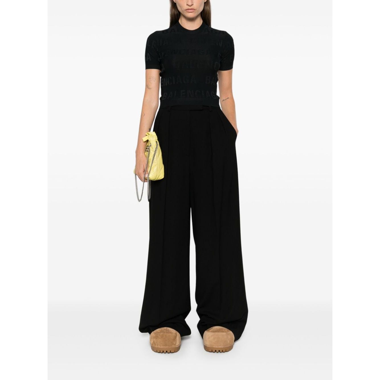Balenciaga jacquard logo crop top Topwear Balenciaga Black
