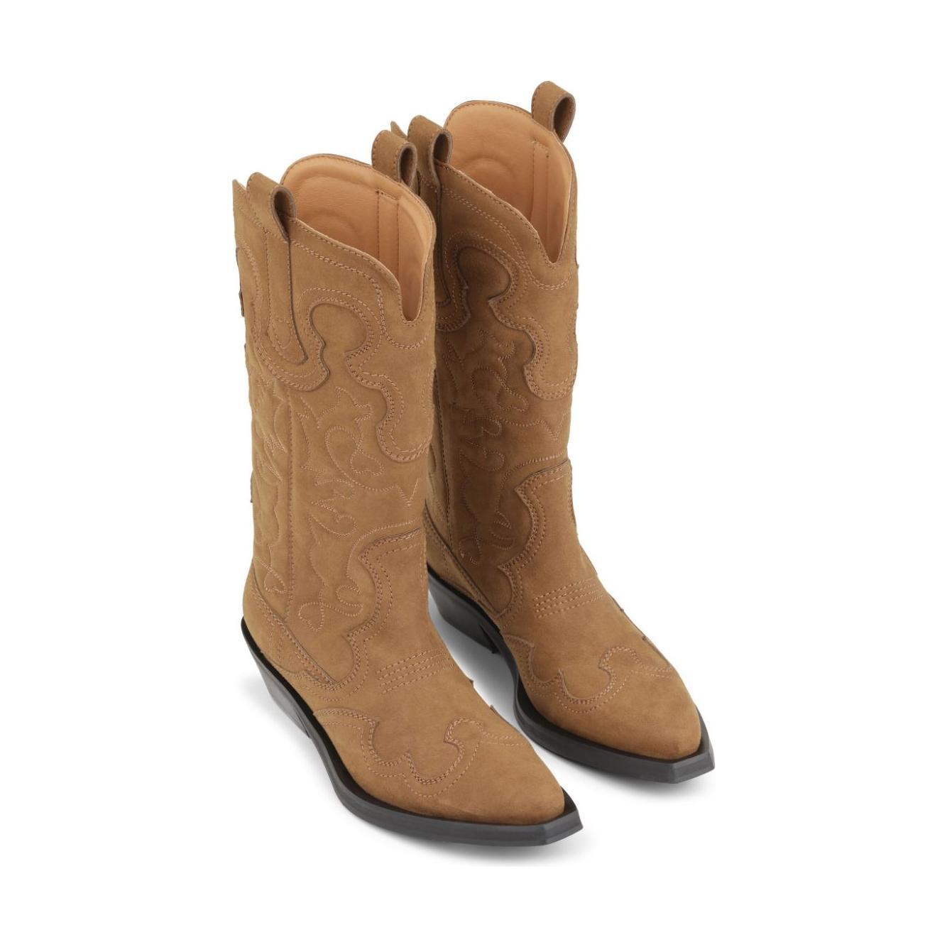 GANNI Boots Leather Brown Boots