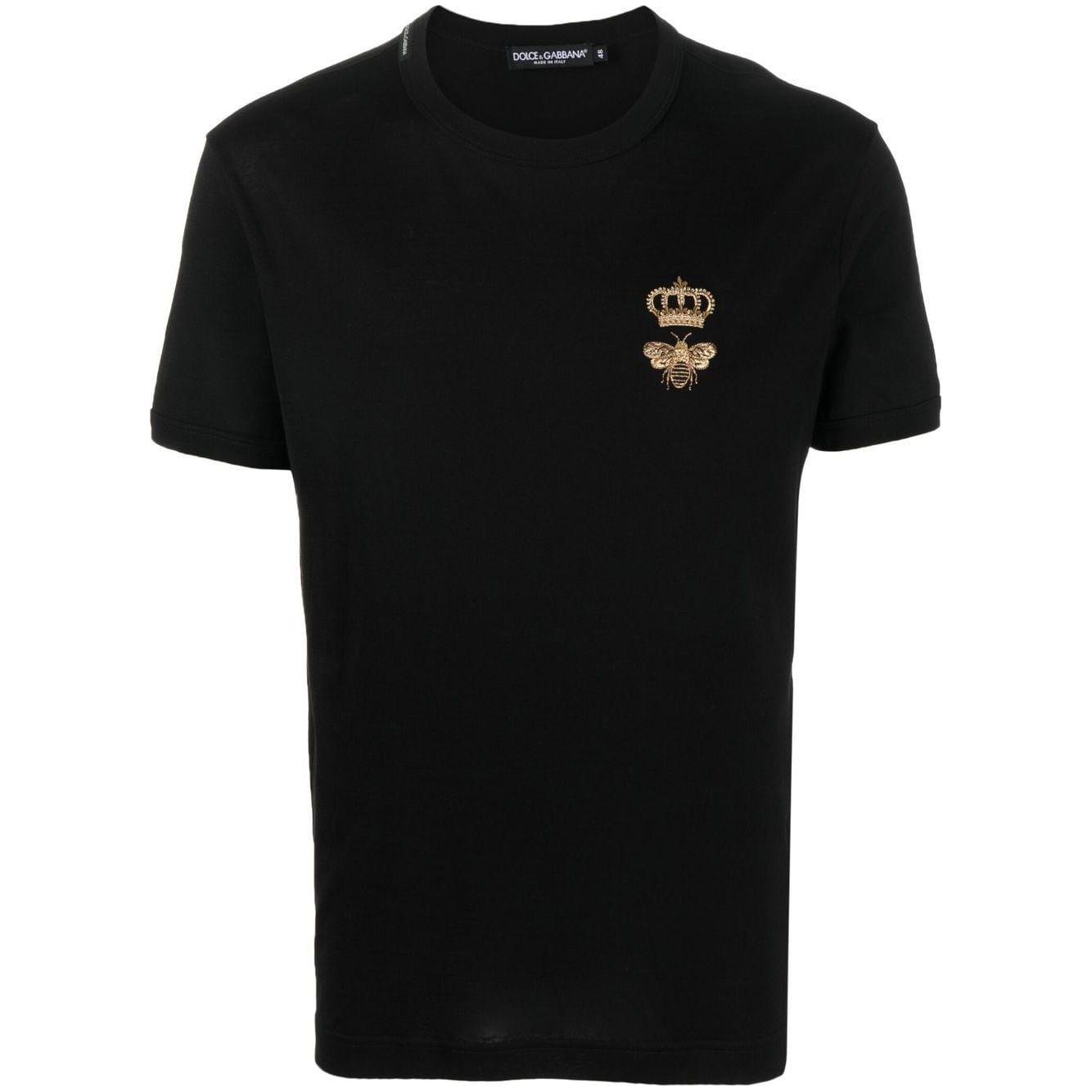 Dolce & Gabbana Cotton T-shirt with embroidery Topwear Dolce & Gabbana Black
