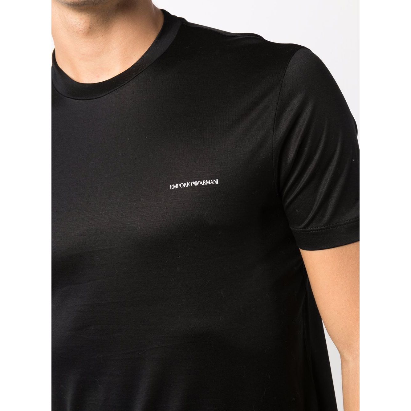 Emporio Armani ASV Lyocell blend jersey T-shirt with micro logo lettering Topwear
