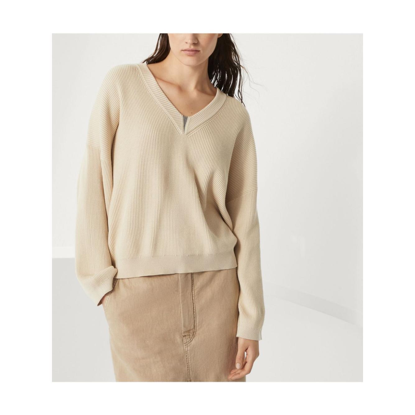 Brunello Cucinelli cotton english rib sweater with shiny detail M19255002C9733-P25