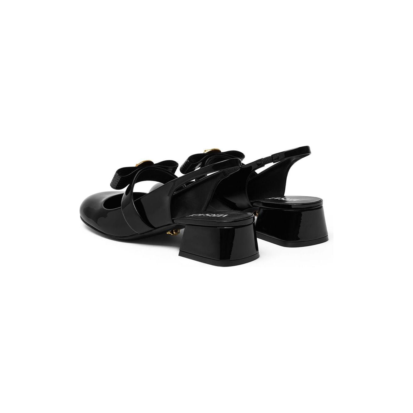 Versace Gianni Ribbon Patent Slingback Pumps 35 mm Medium Heel Versace Black