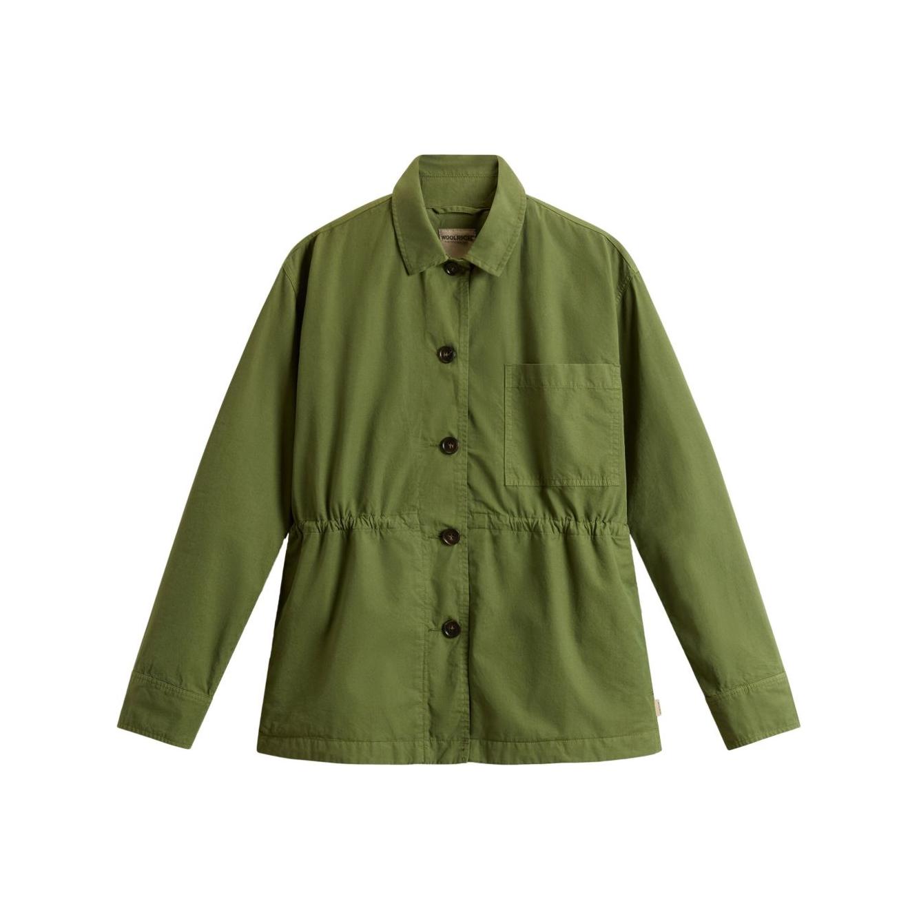 Woolrich Garment-Dyed Pure Cotton Overshirt green