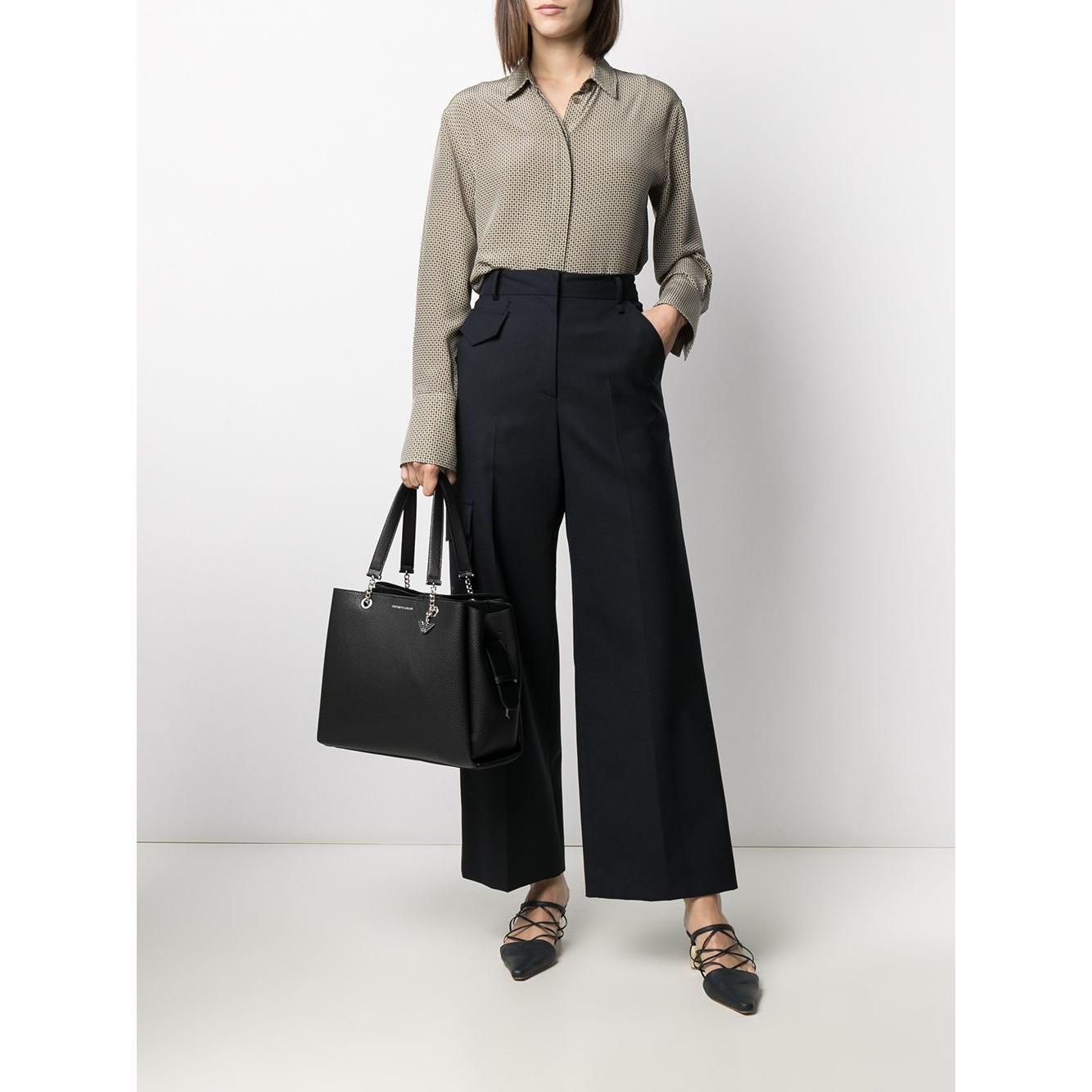 Emporio Armani pebbled-effect logo-plaque tote bag