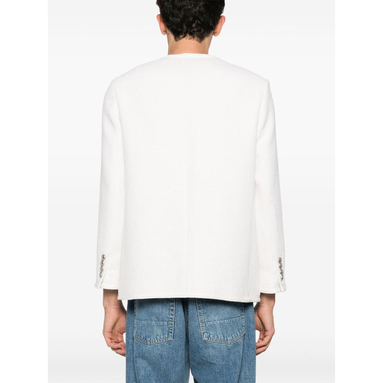 Dunst Collarless Oversized Tweed Jacket Jackets Dunst White Smoke