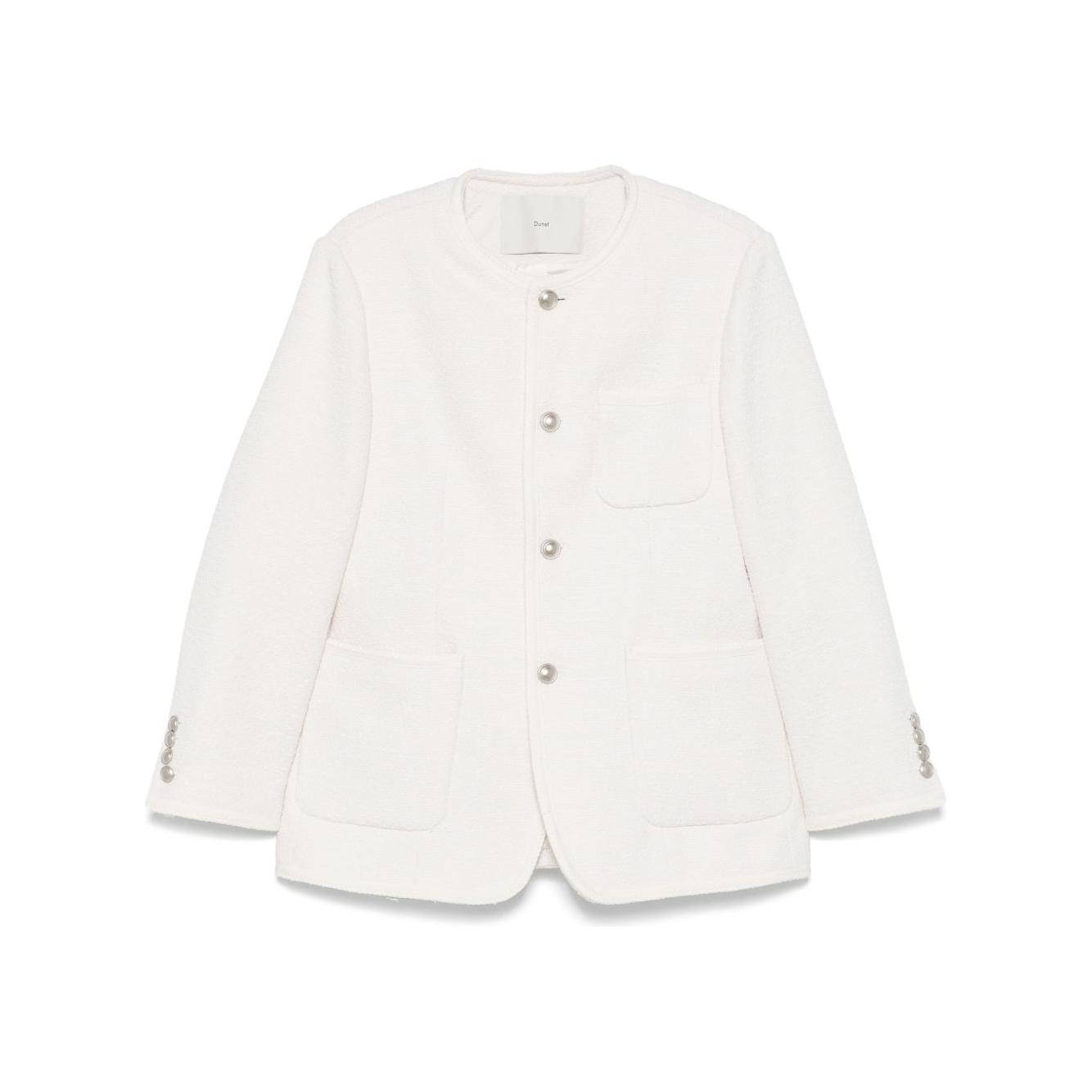 Dunst Collarless Oversized Tweed Jacket Jackets Dunst White Smoke