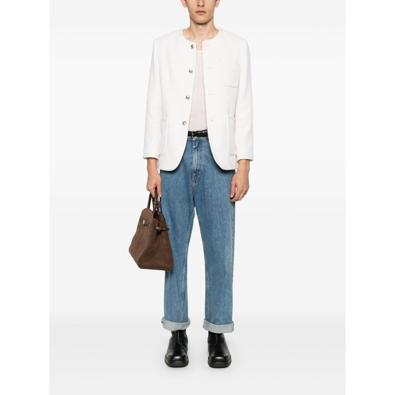 Dunst Collarless Oversized Tweed Jacket Jackets Dunst White Smoke