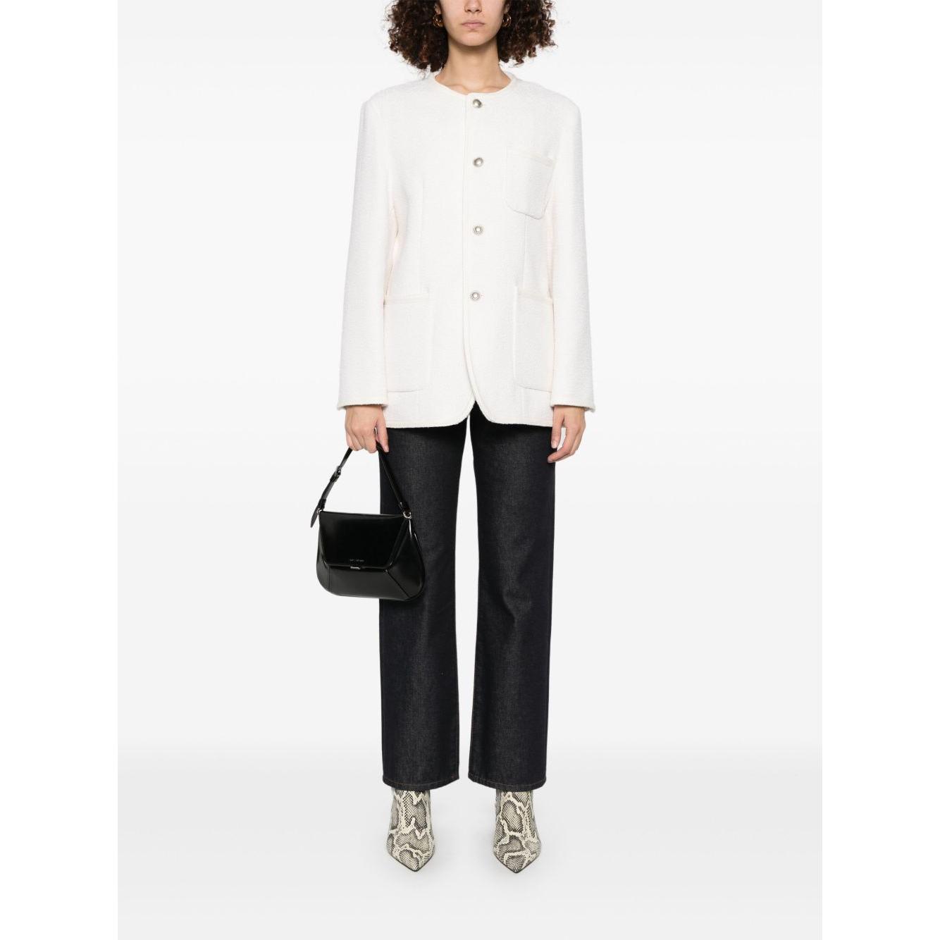 Dunst Collarless Oversized Tweed Jacket Jackets Dunst White Smoke
