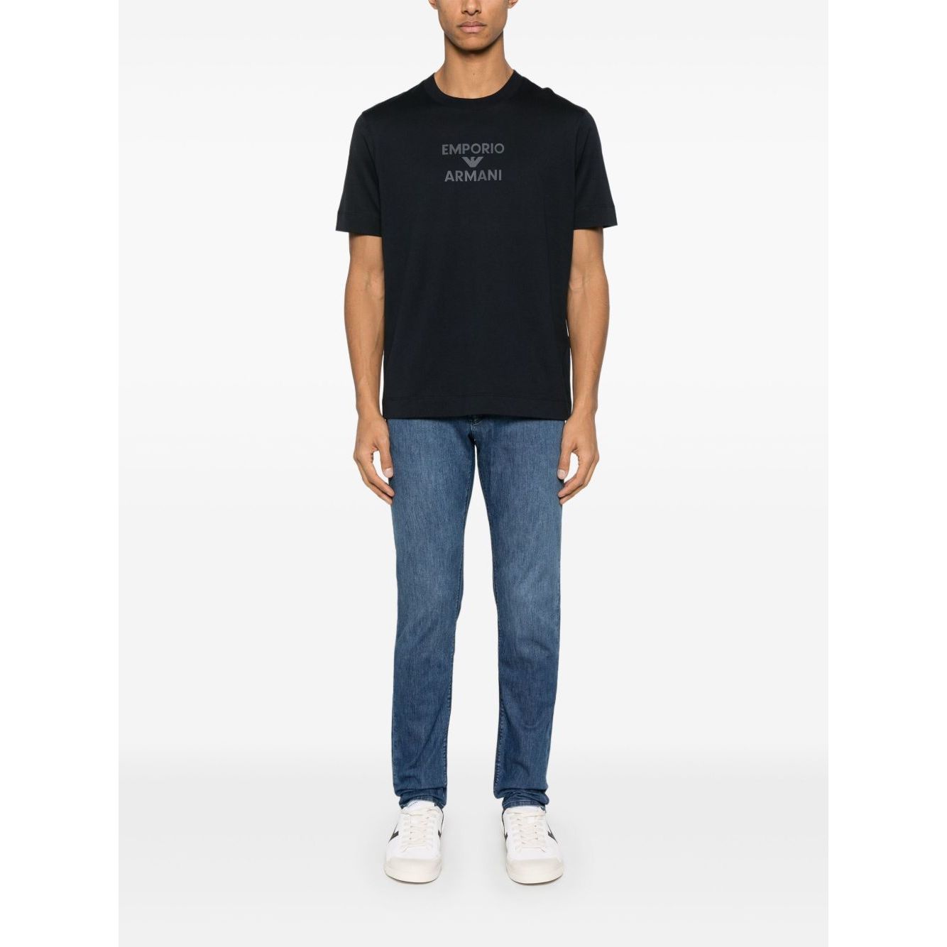 Emporio Armani Jersey T-shirt with rubberised logo Topwear
