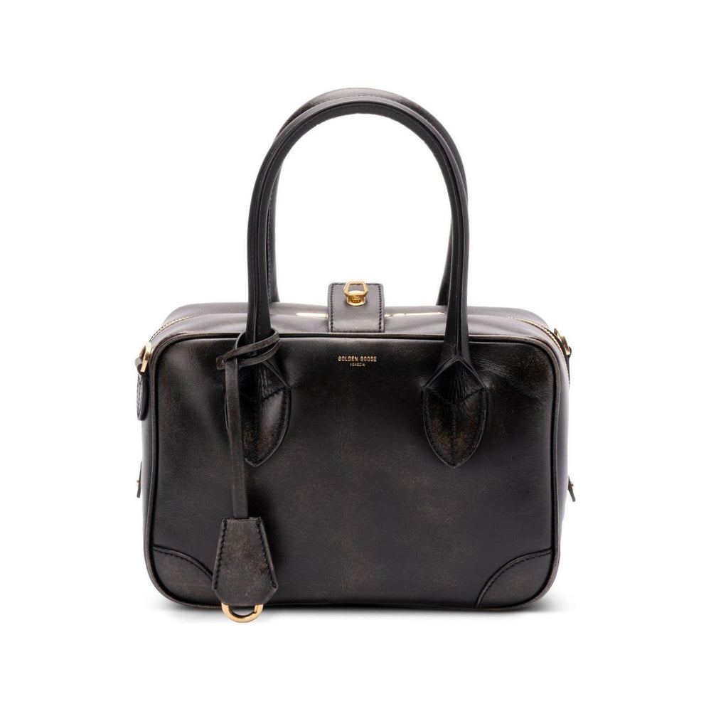 Golden Goose Vita Bag in smooth black leather and gold details GWA00470A00086790100-P25