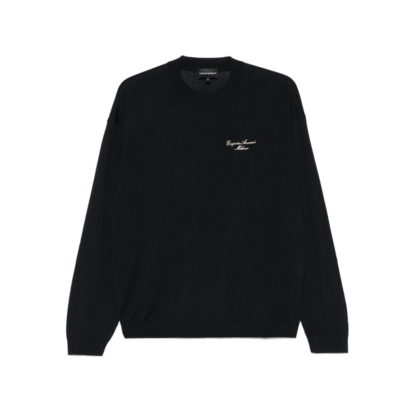 Emporio Armani Wool Blend Crewneck Sweater with Logo Topwear