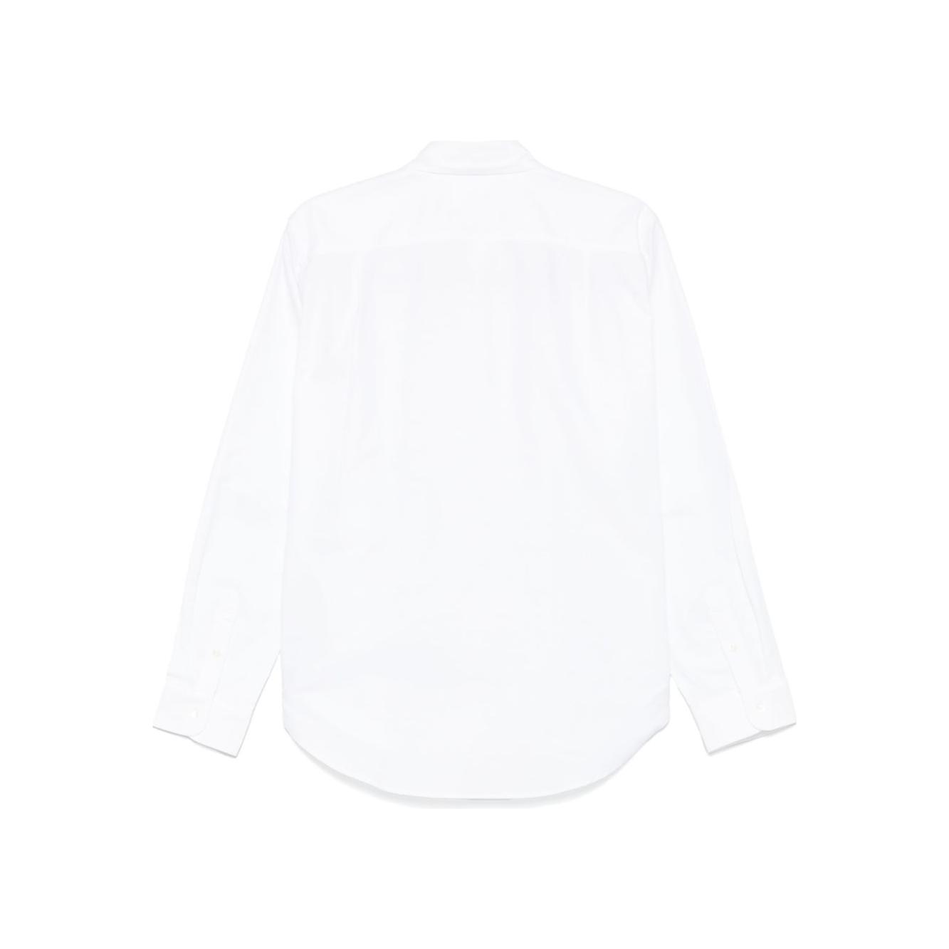 Back view of a Junya Watanabe white shirt featuring classic collar and long sleeves, ideal for a polished look.