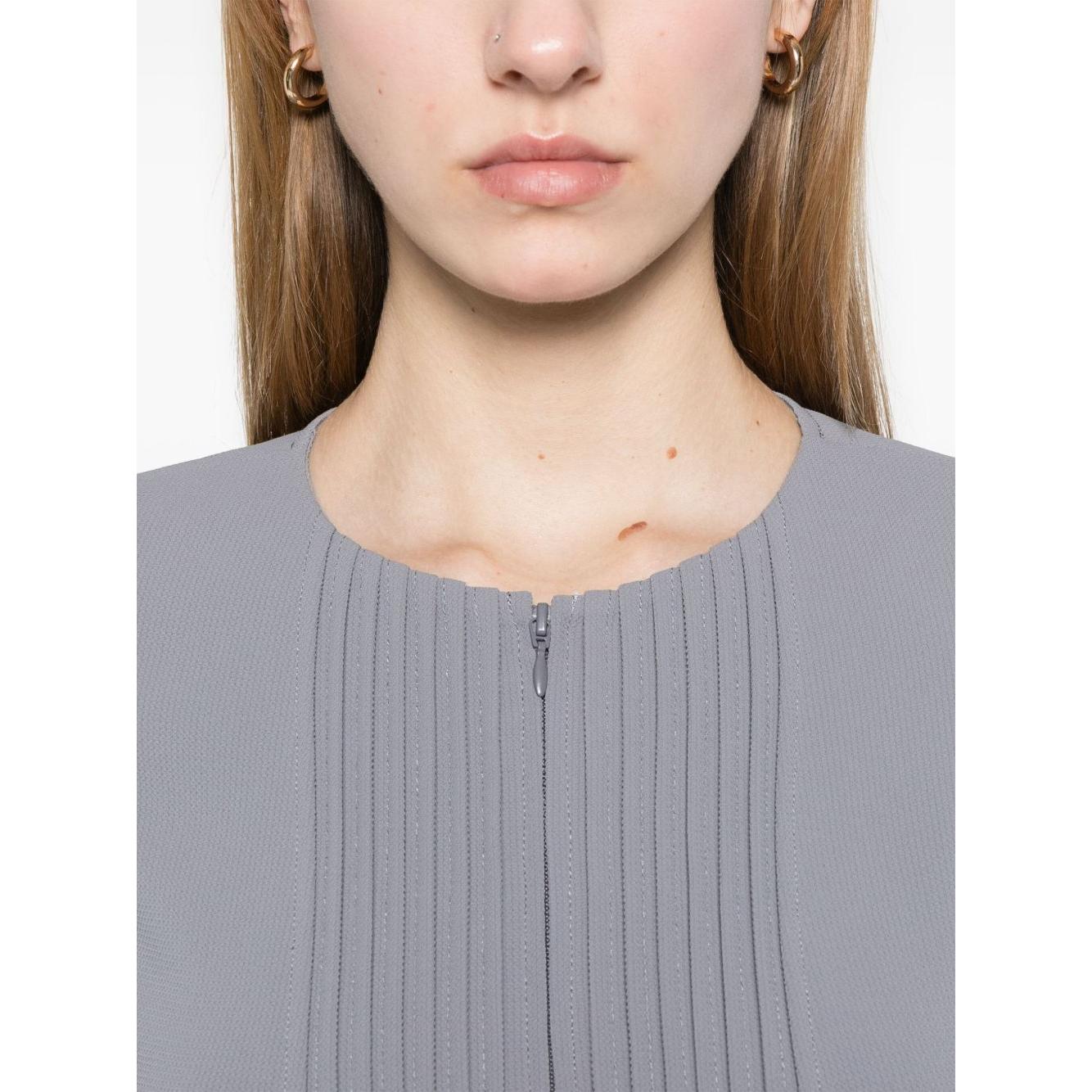 Emporio Armani Jacket in fluid woven fabric with pleats Jackets Emporio Armani Dark Gray