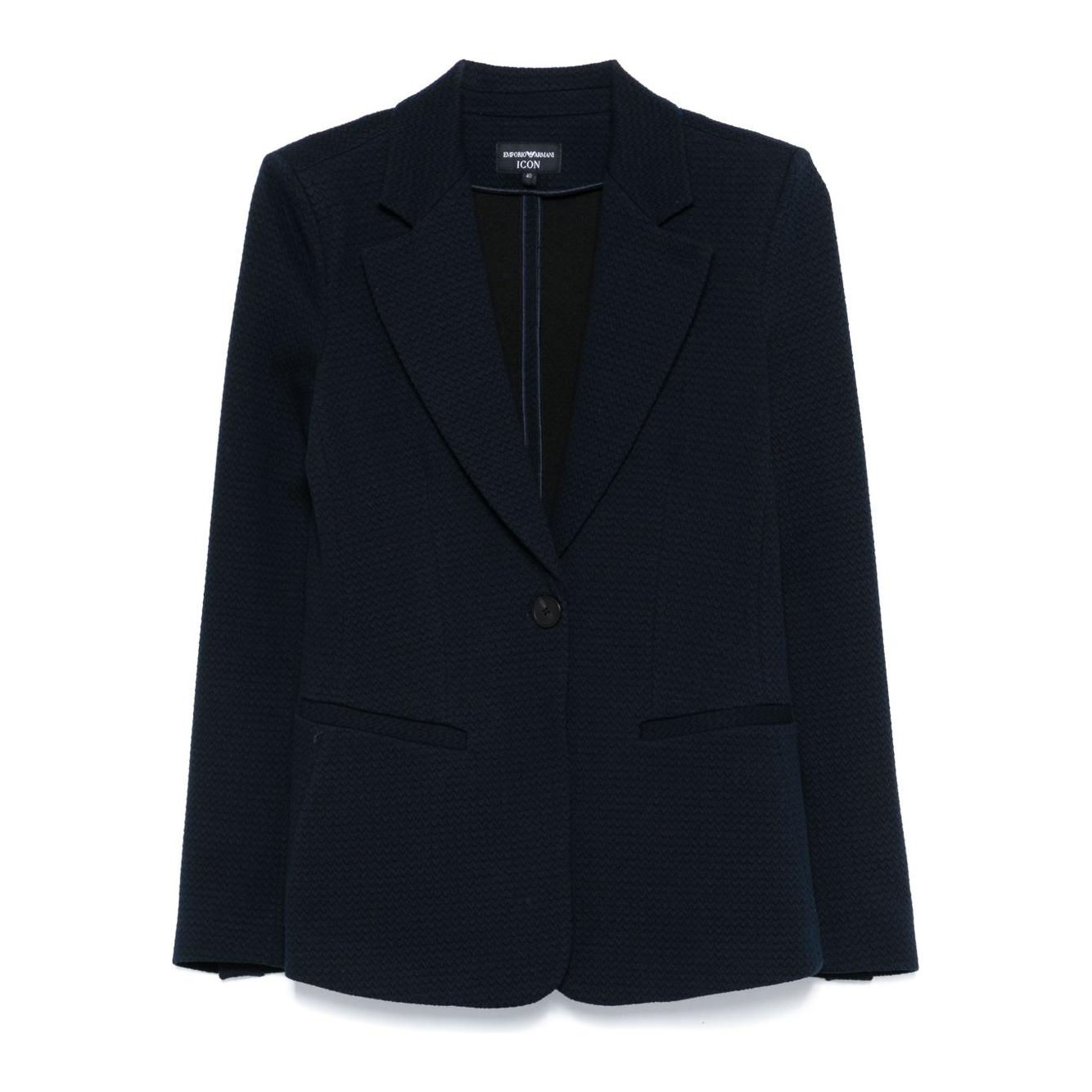 Emporio Armani Icon single-breasted blazer in an embossed jacquard knit jersey Jackets Emporio Armani Black