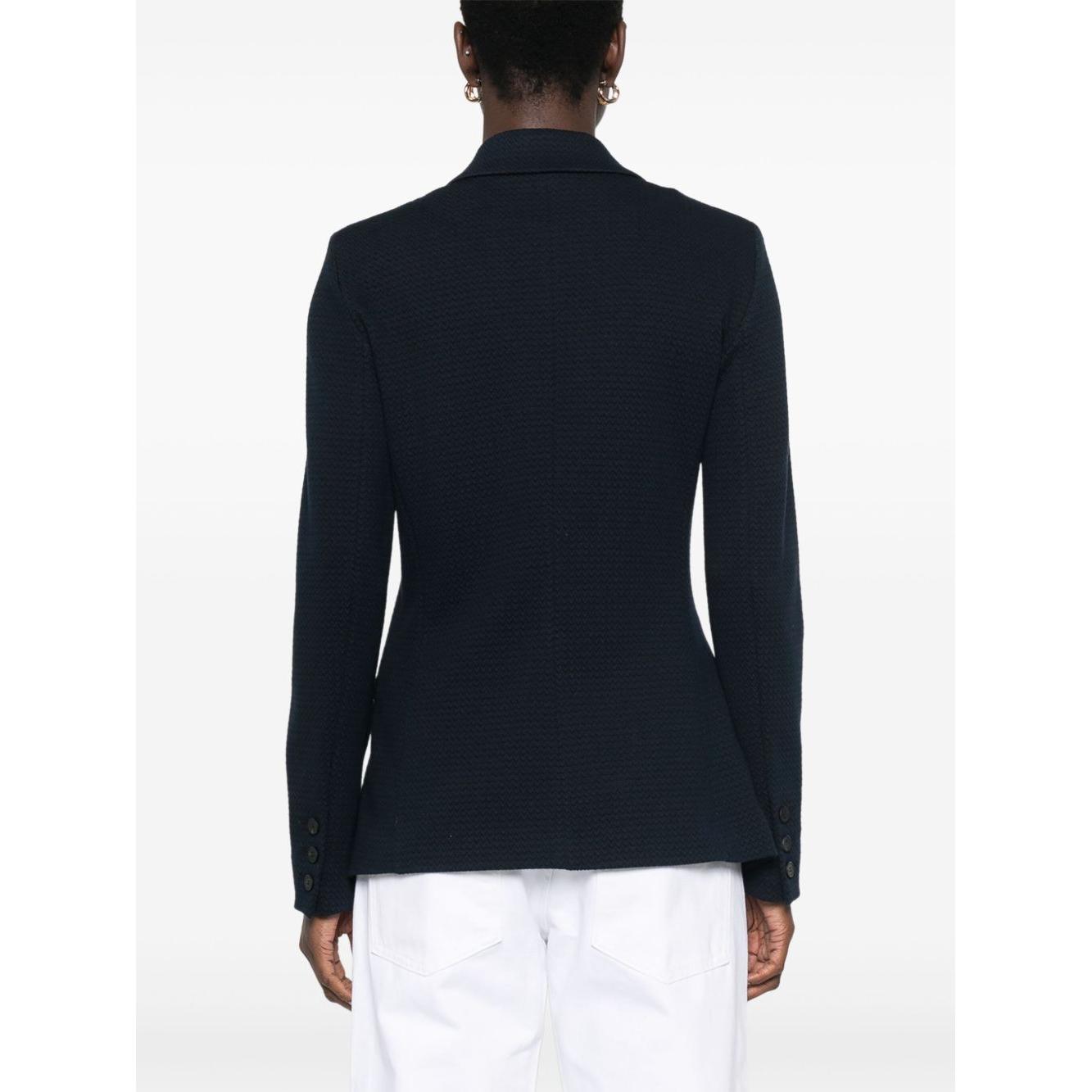 Emporio Armani Icon single-breasted blazer in an embossed jacquard knit jersey Jackets Emporio Armani White Smoke