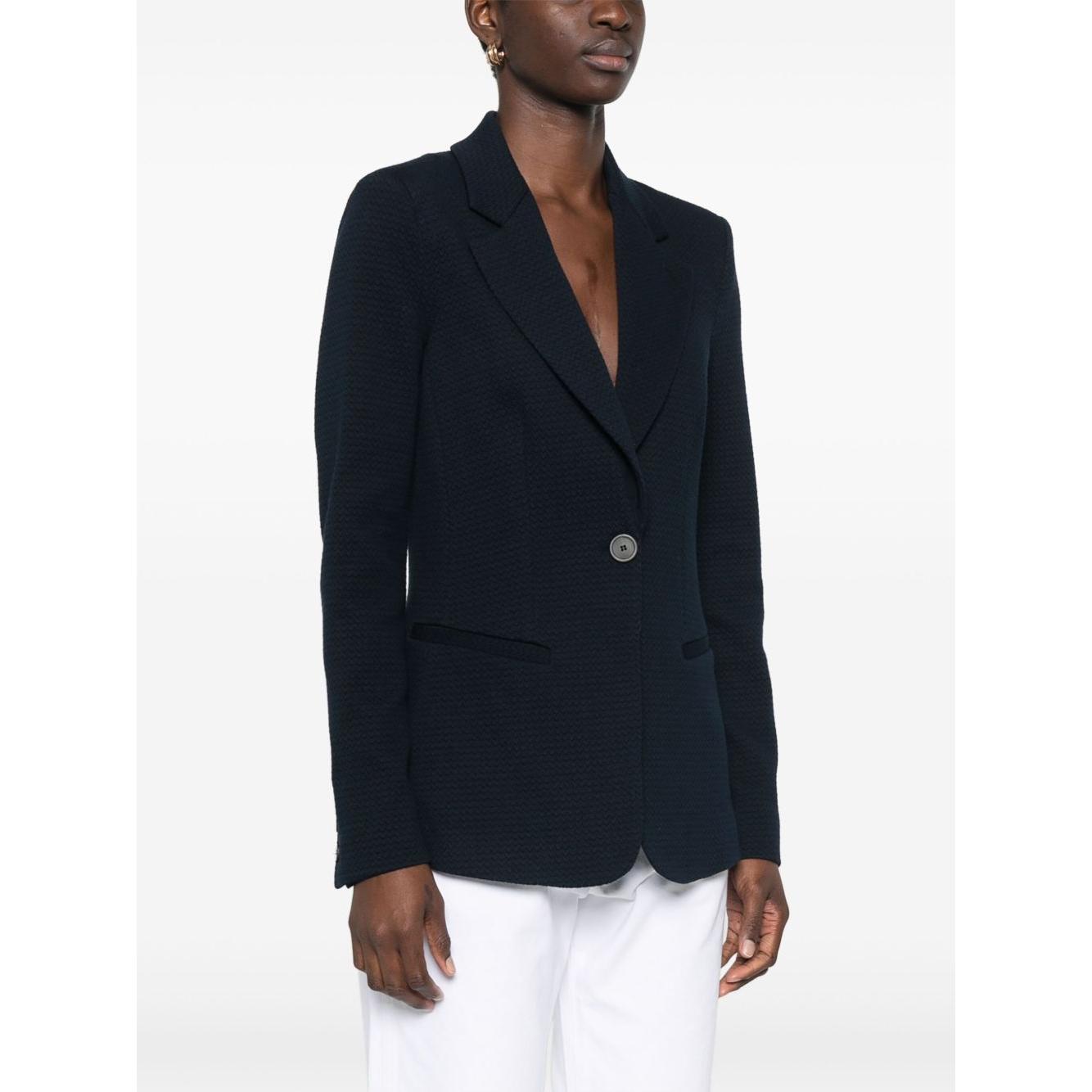 Emporio Armani Icon single-breasted blazer in an embossed jacquard knit jersey Jackets Emporio Armani White Smoke