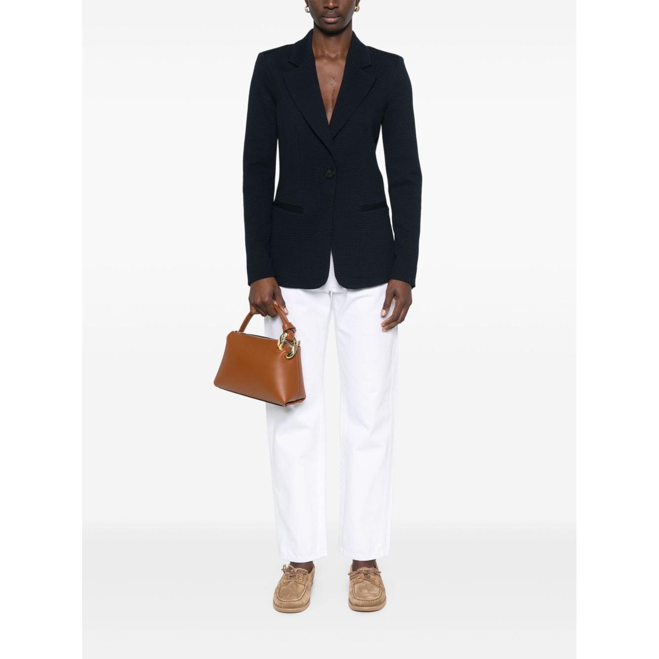 Emporio Armani Icon single-breasted blazer in an embossed jacquard knit jersey Jackets Emporio Armani White Smoke