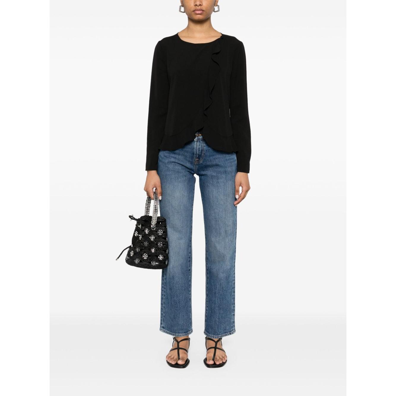 Emporio Armani fluid ruffled shirt jacket Jackets Emporio Armani Dark Slate Gray