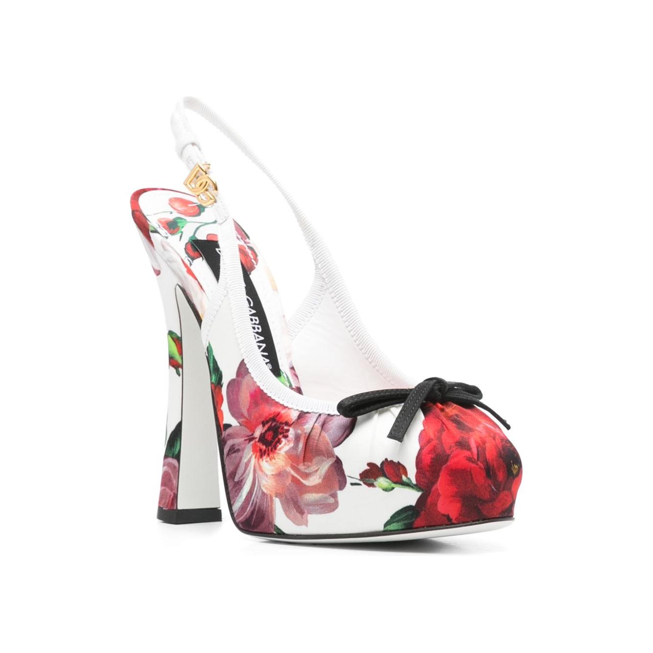 Dolce & Gabbana Floral Printed Satin Slingbacks