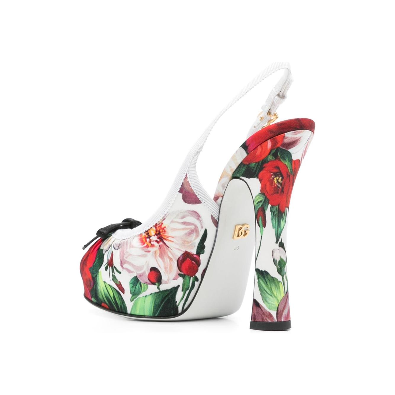 Dolce & Gabbana Floral Printed Satin Slingbacks