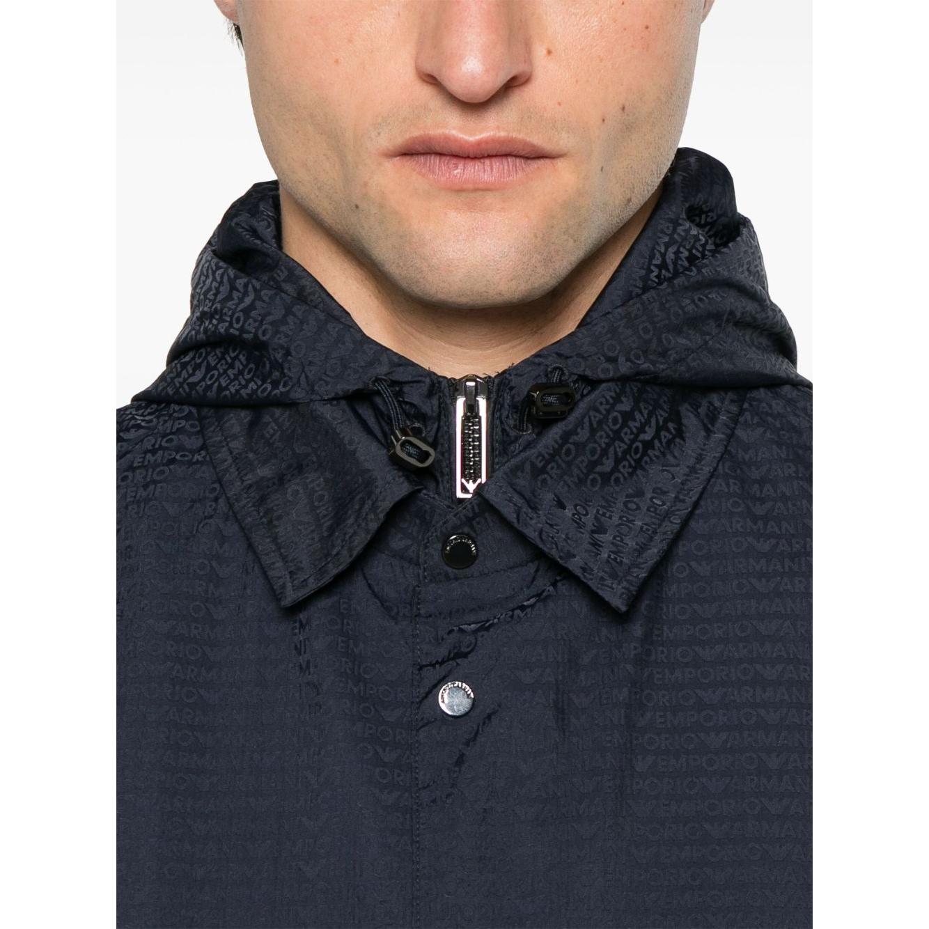 Emporio Armani Blouson with internal nylon bib jacquard all-over lettering Jackets Emporio Armani Gray