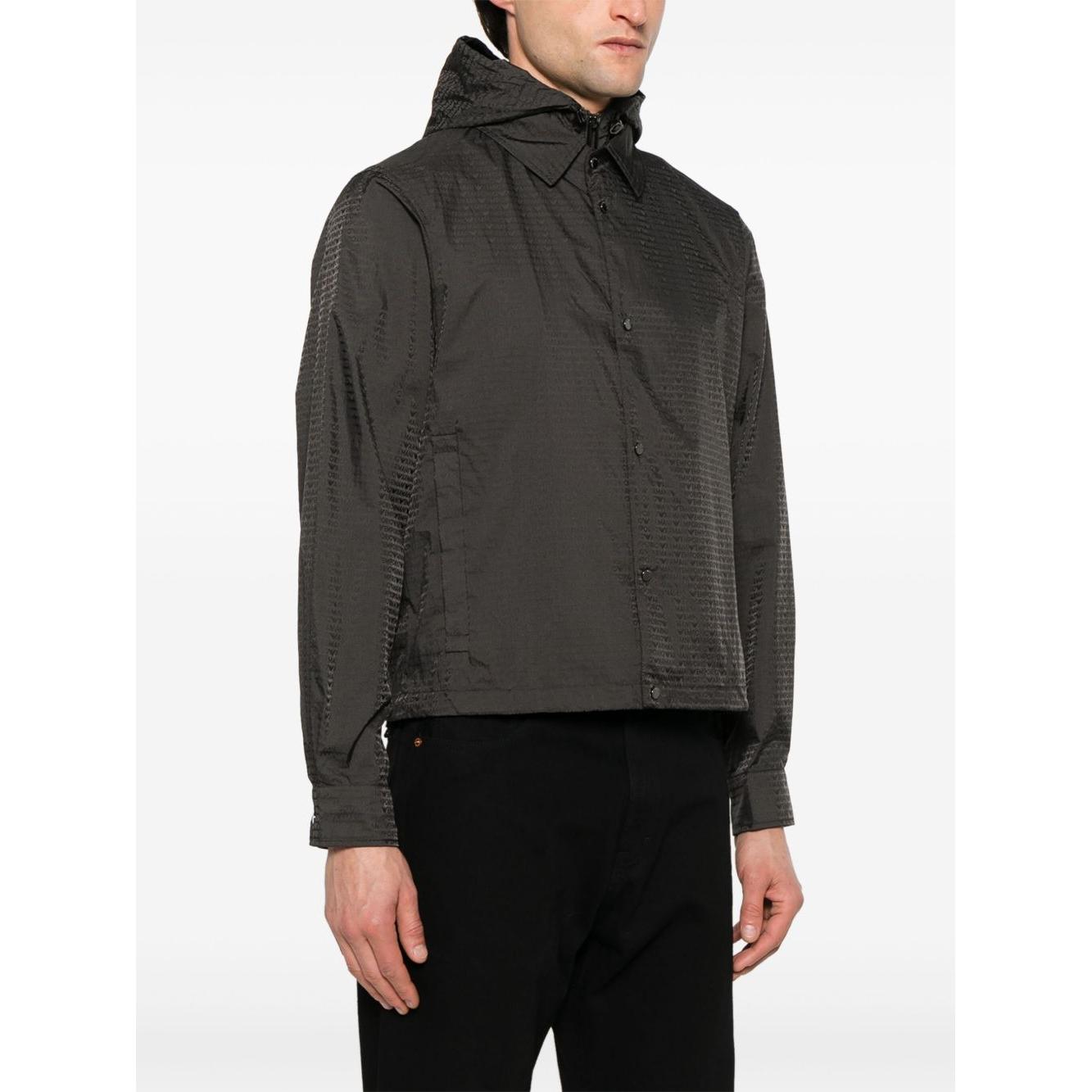 Emporio Armani Blouson with internal nylon bib jacquard all-over lettering Jackets Emporio Armani White Smoke