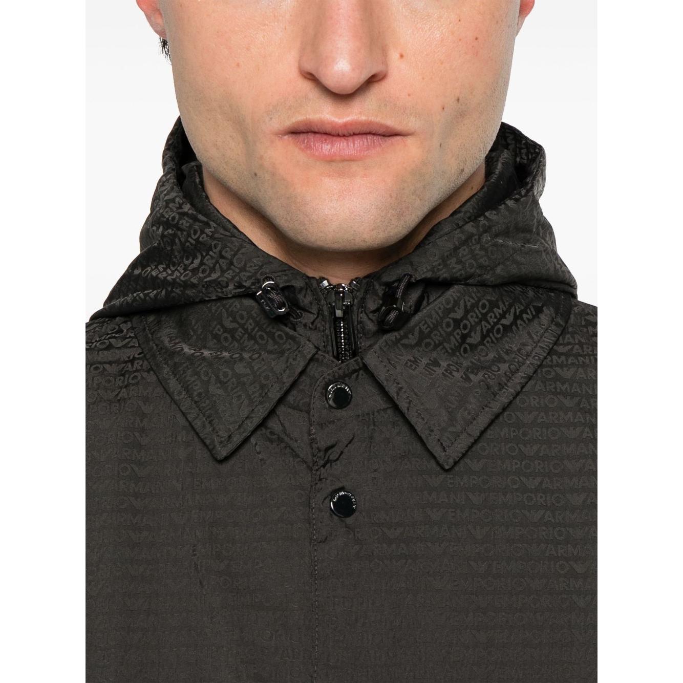 Emporio Armani Blouson with internal nylon bib jacquard all-over lettering Jackets Emporio Armani Light Pink