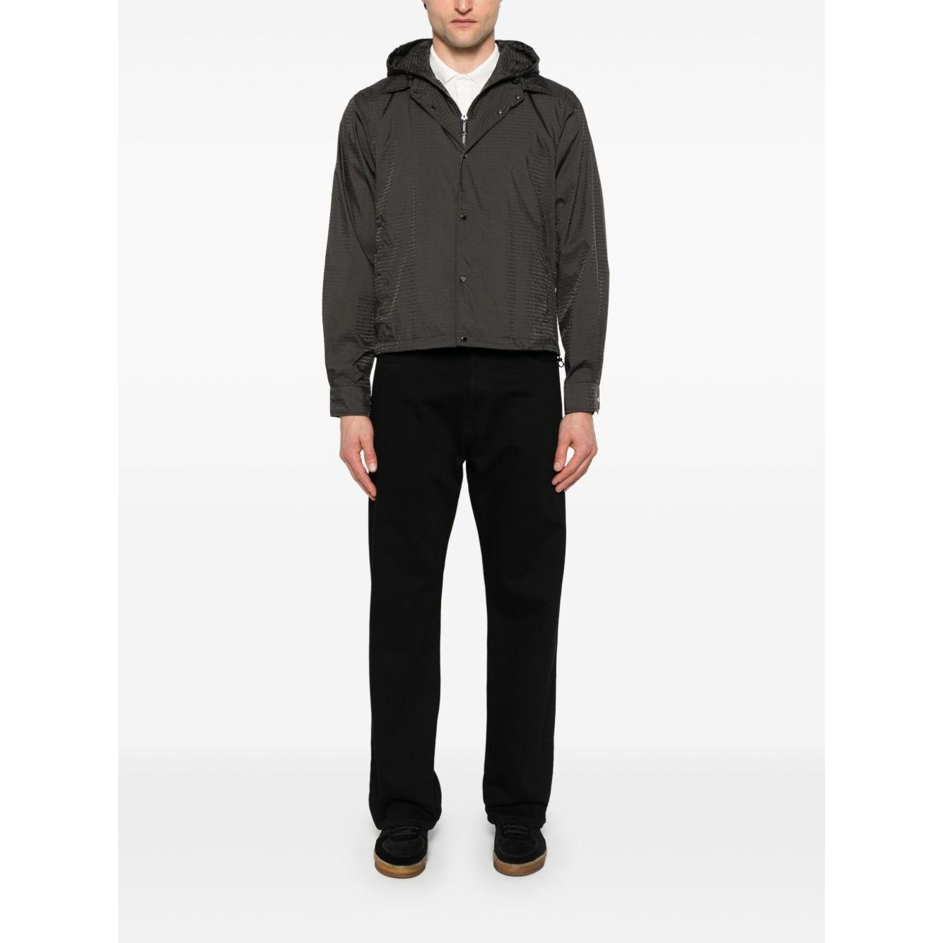 Emporio Armani Blouson with internal nylon bib jacquard all-over lettering Jackets Emporio Armani Dark Slate Gray